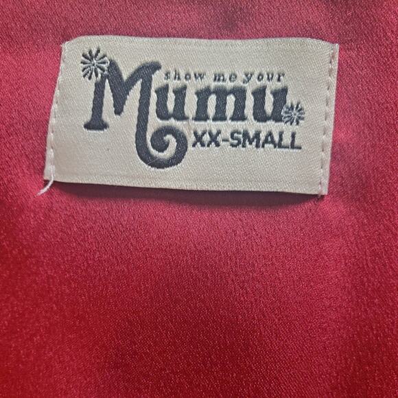 Show Me Your Mumu Noel Wrap Maxi Luxe Satin Ruby Red Dress, Sz XXS with FLAWS - Picture 5 of 16